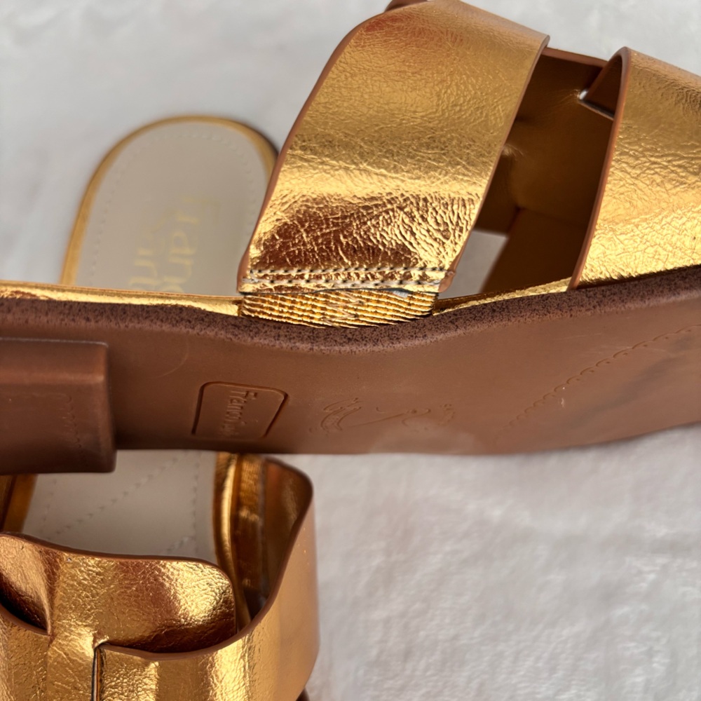 FRANCO SARTO Bartis Square Toe Gold Vegan Leather Fisherman Mule--NEW--8 - Picture 9 of 15